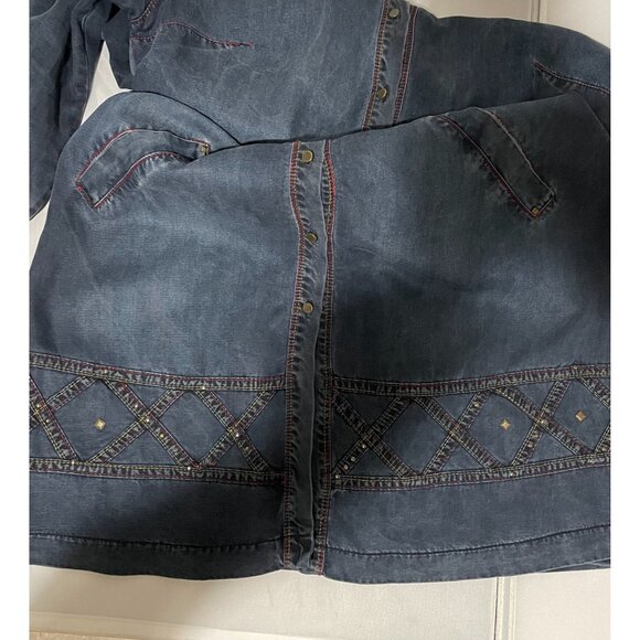 Moda İlgi Embroidered Tencel Long Jacket With Pockets - Picture 5 of 16